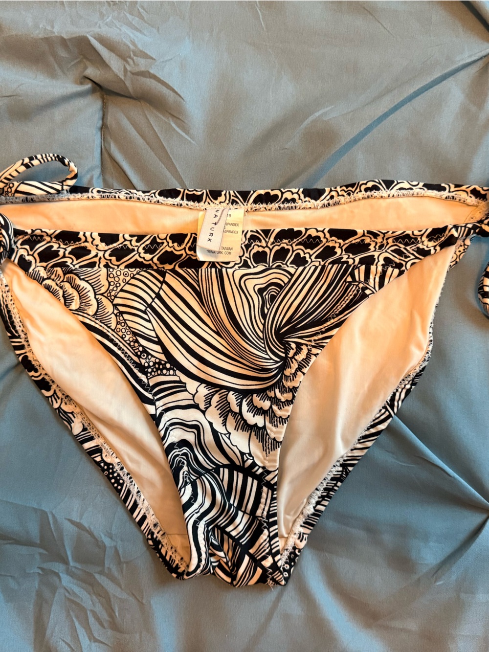 Trina Turk Black and White Floral Print Bikini Bottoms